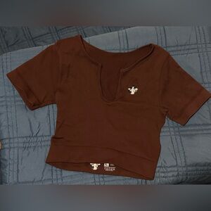 Brown athletic Short Sleeve Top